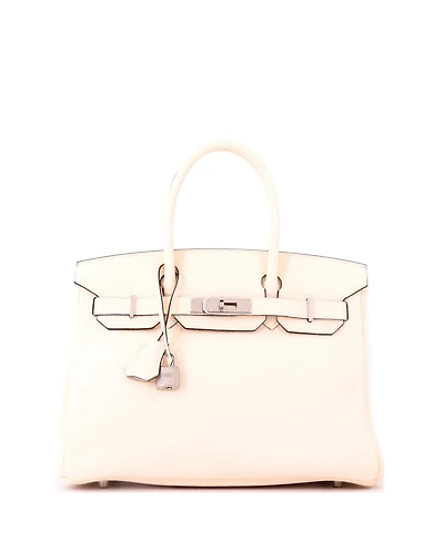 Pre-Owned HERMES Birkin 30 Handbag Light Clemence with Palladium Hardware