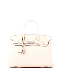 Pre-Owned HERMES Birkin 30 Handbag Light Clemence with Palladium Hardware