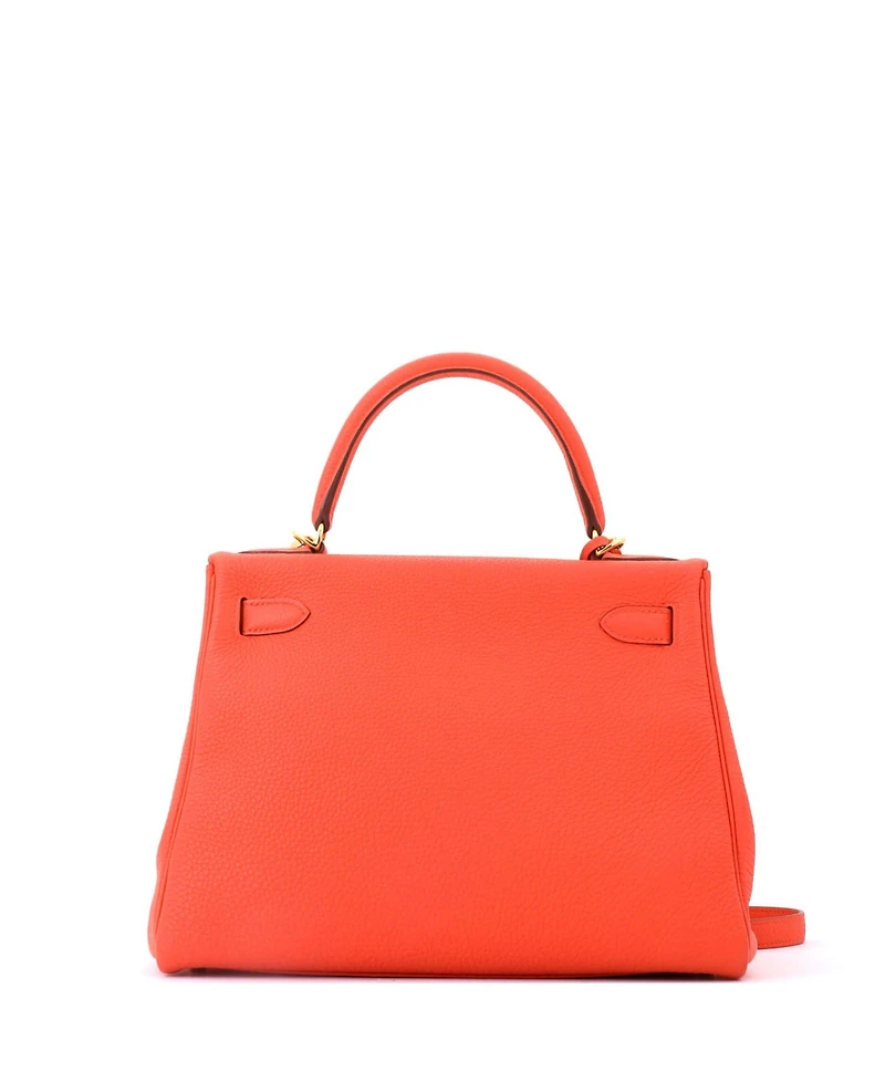 Pre-Owned HERMES Kelly 28 Handbag Orange Togo with Gold Hardware