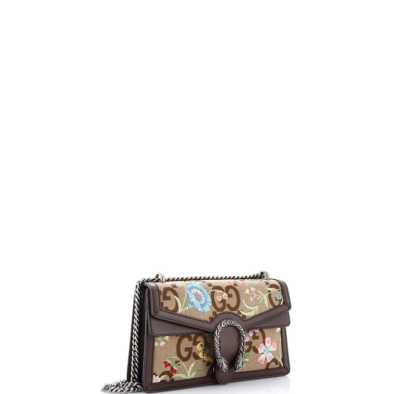 Pre-Owned Gucci Small Dionysus Bag Embroidered Jumbo Gg Canvas