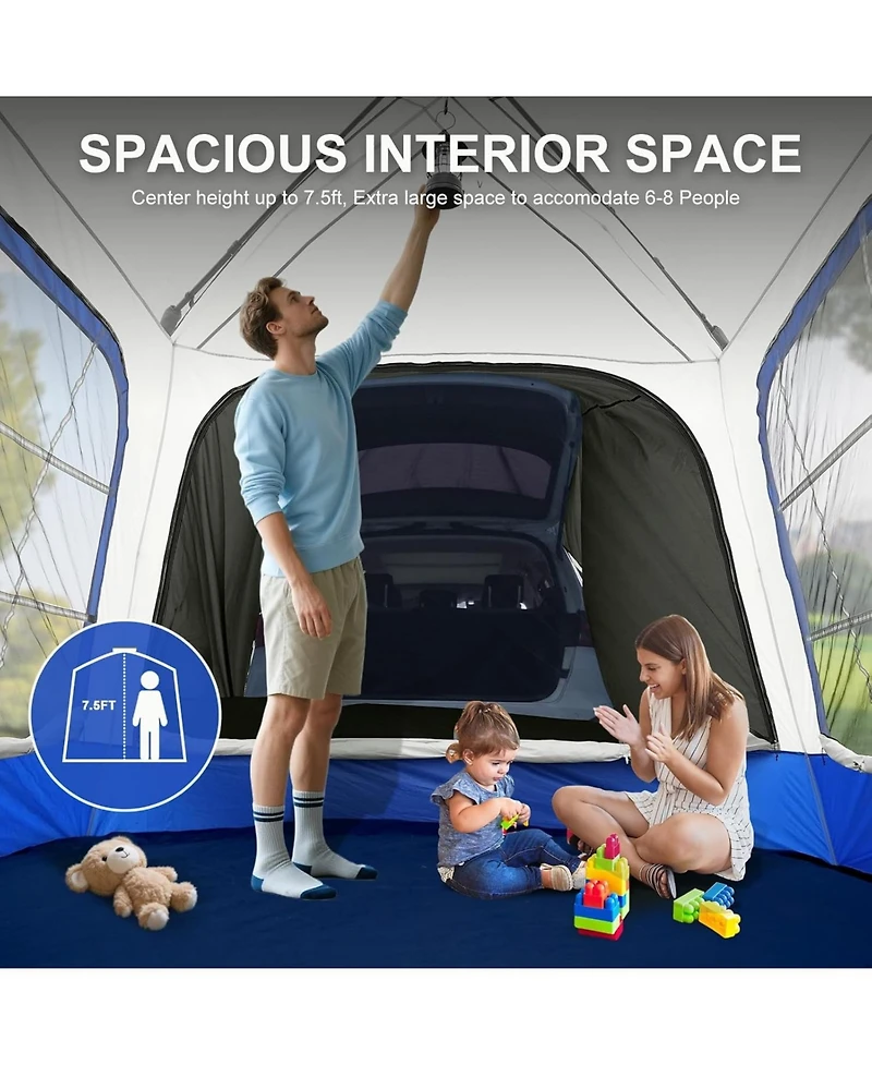 Aboron 6-8 Person Suv Tailgate Tent - Waterproof Camping with Rainfly and Awning, Large 15.6' x 10' 7.5' Design