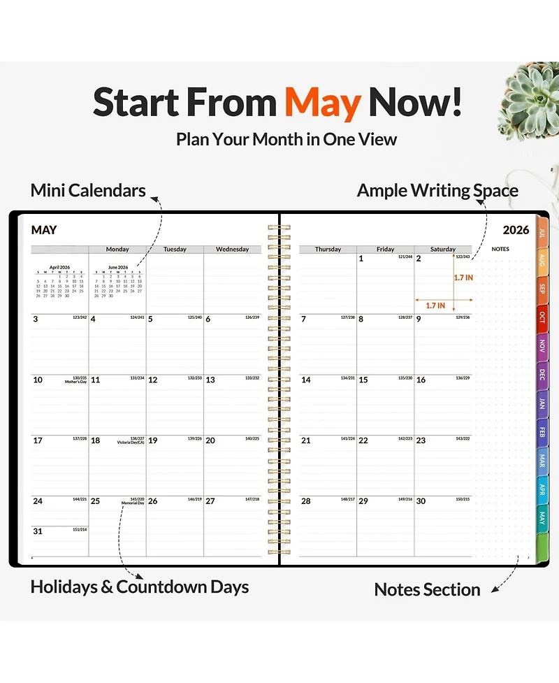 Gnuadz Academic Planner 2026-2027 Weekly Monthly Spiral-bound