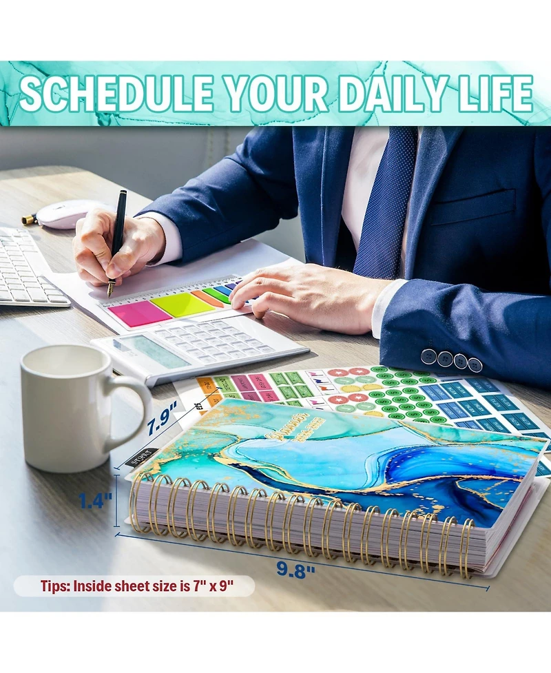 Gnuadz Academic Planner 18 Months Daily Weekly Monthly Agenda Feather Tabs Pocket Stickers 2026-2027