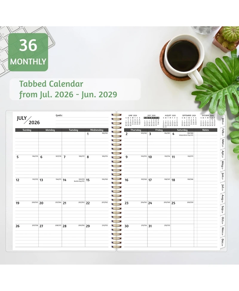 Gnuadz Monthly Planner 2026-2029 Spiral Wirebound Pocket Tabs Notes Habit