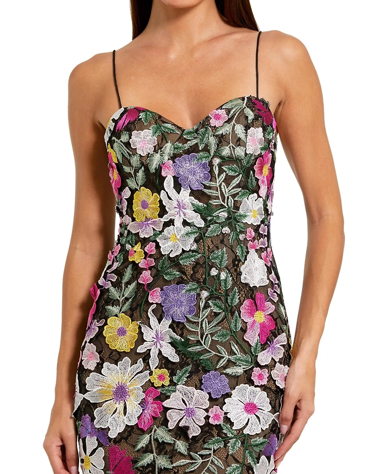 Mac Duggal Women's Floral Embroidered Sleeveless Bustier Gown