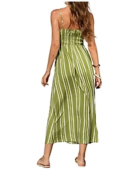 Cupshe Women's Green Grass Striped Maxi Beach Dress