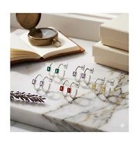 Simona Modern Bezel-Set Birthstone Cz Half Hoops