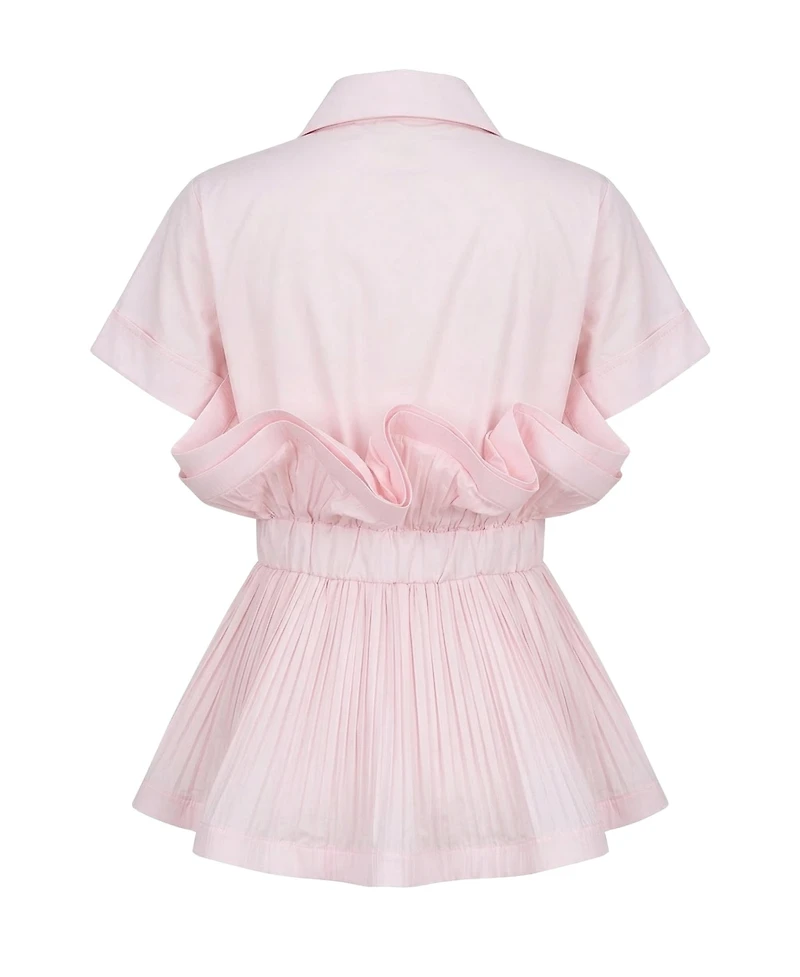 Modenaire Women's Ruffle Collared-Neck Peplum Blouse