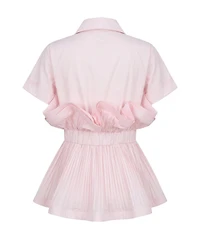Modenaire Women's Ruffle Collared-Neck Peplum Blouse