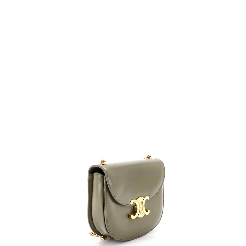 Pre-Owned Celine Triomphe Besace Clea Chain Flap Bag Leather