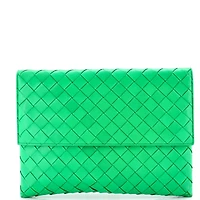 Pre-Owned Bottega Veneta Small Cassette Flat Pouch Maxi Intrecciato Leather