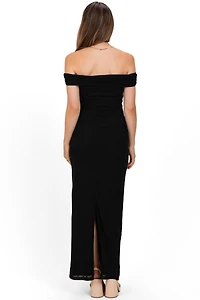 Pinkblush Maternity Black Off Shoulder Mesh Maxi Dress