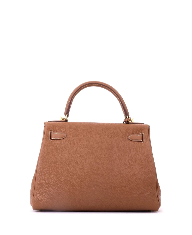 Pre-Owned HERMES Kelly 28 Handbag Brown Togo with Gold Hardware