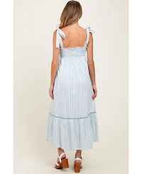 Pinkblush Maternity Ivory Striped Bow-Tie Maxi Dress
