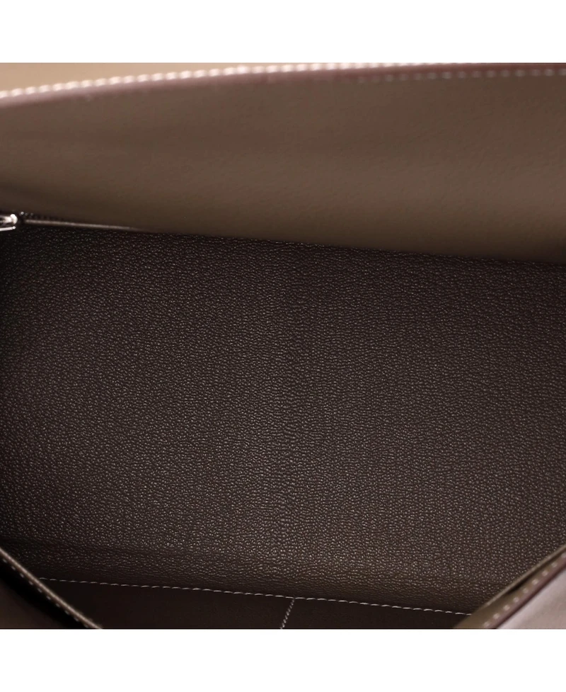 Pre-Owned HERMES Kelly 28 Handbag Grey Evercolor with Palladium Hardware
