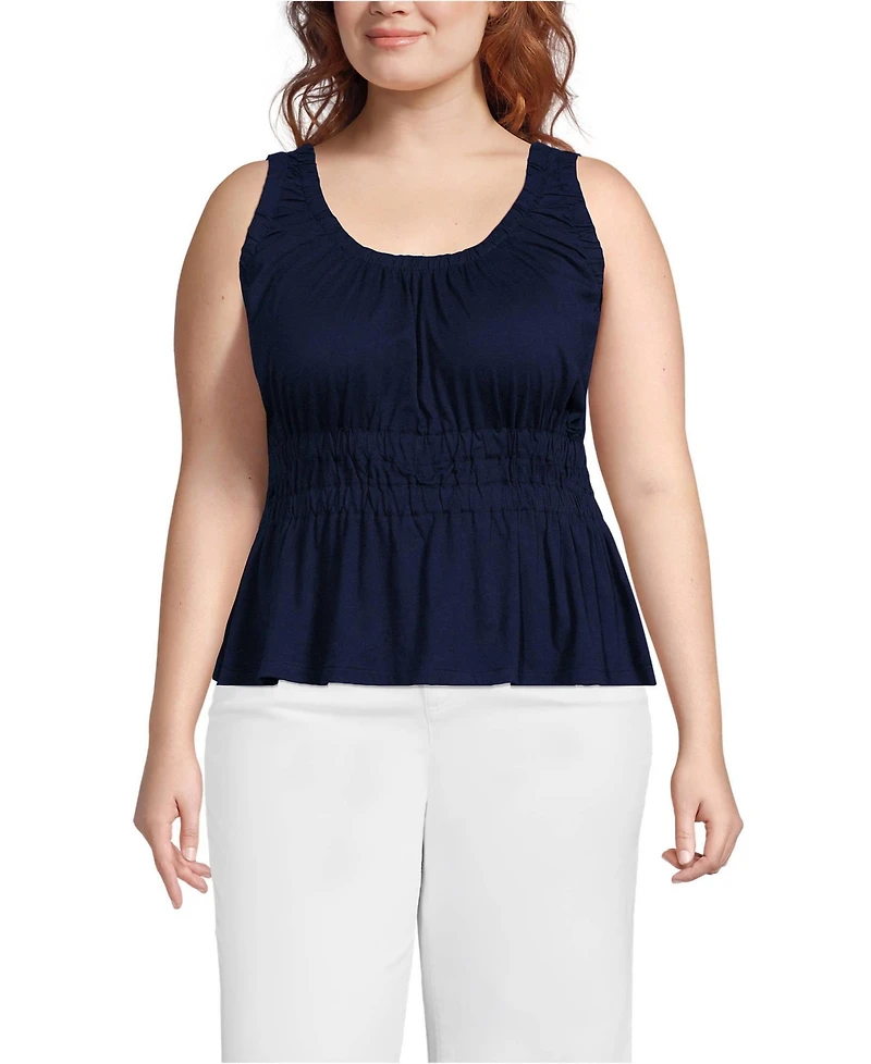 Lands' End Plus Slub Rouched Tank Top