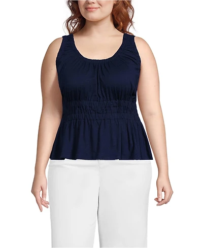 Lands' End Plus Slub Rouched Tank Top