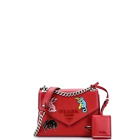 Pre-Owned Prada Small Monochrome Shoulder Bag Embellished Saffiano Leather