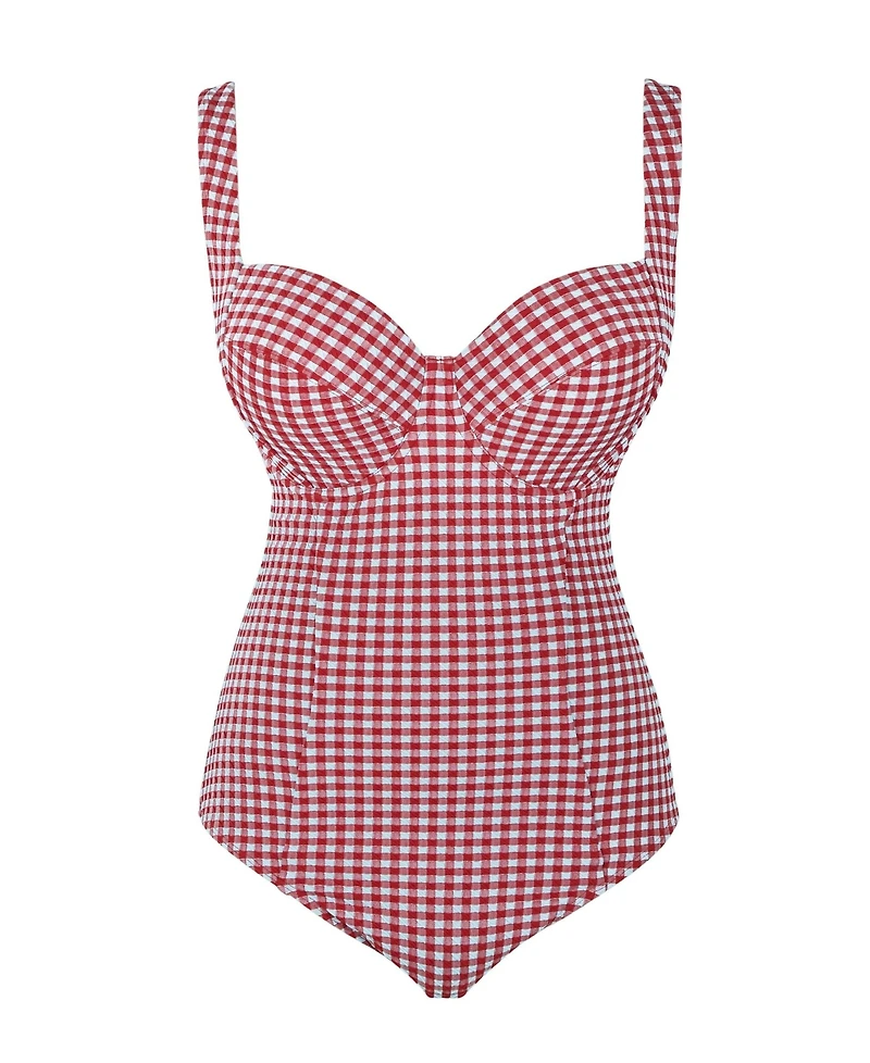 Panache Lingerie Women's Gingham Paloma Underwire Side Support One Piece Swimsuit