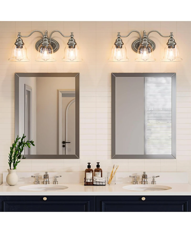 Tribesigns 3-Light Bathroom Light Fixtures, Modern Vanity Light with Clear Glass Shade, Bathroom Wall Lamp (Bulbs Not Included)
