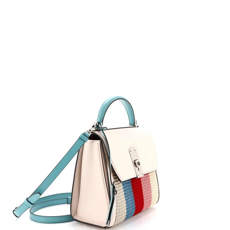 Pre-Owned Salvatore Ferragamo Medium Boxyz Top Handle Bag Leather with Strpe Cord