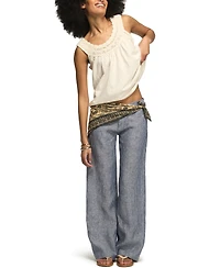 Lucky Brand Women's Crochet Trim Scoop Neck Swing Tank Top