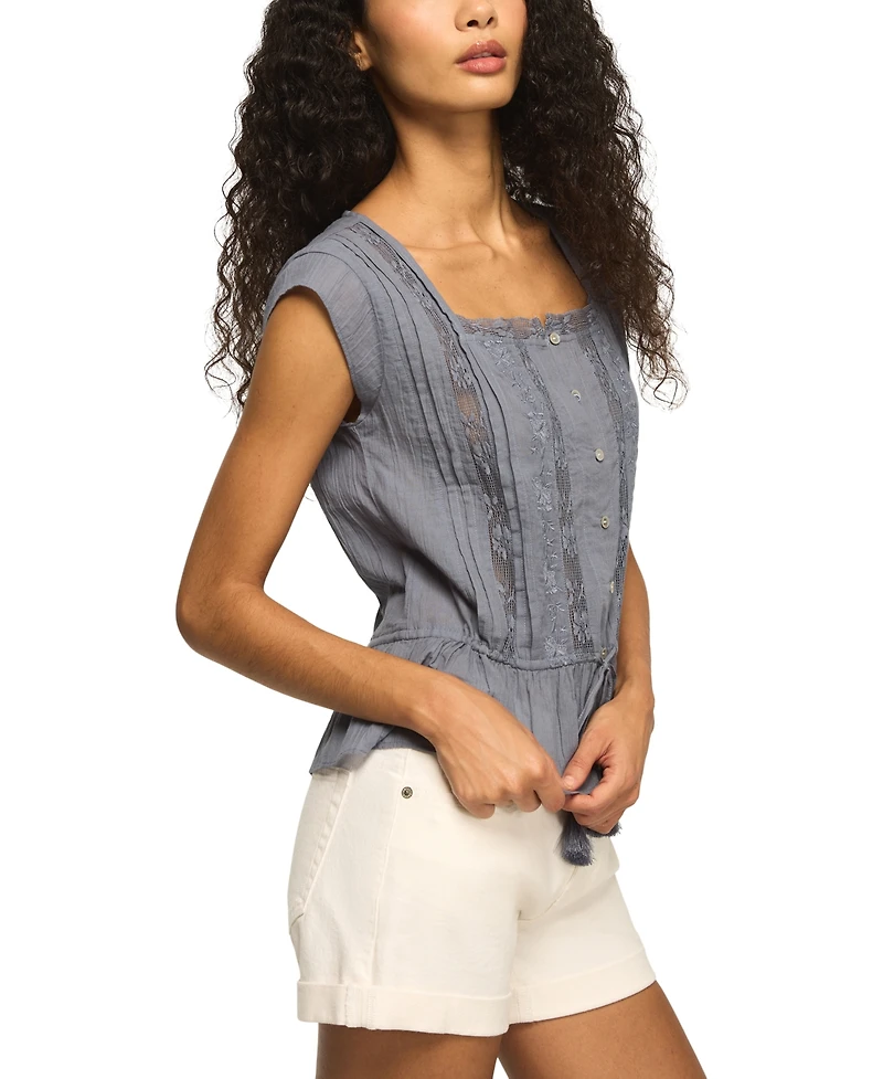 Lucky Brand Women's Square Neck Cotton Top