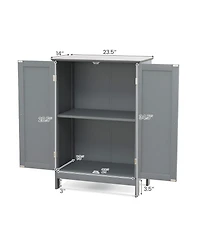 sumyeg Bathroom Floor Storage Cabinet with Double Doors Cupboard Organizer