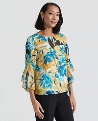 Kasper Women's Printed Ruffled-Sleeve Blouse