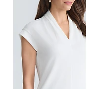 Kasper Women's Cap-Sleeve V-Neck Crepe Top