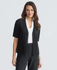 Kasper Women's Textured Stitch Short-Sleeve Cardigan