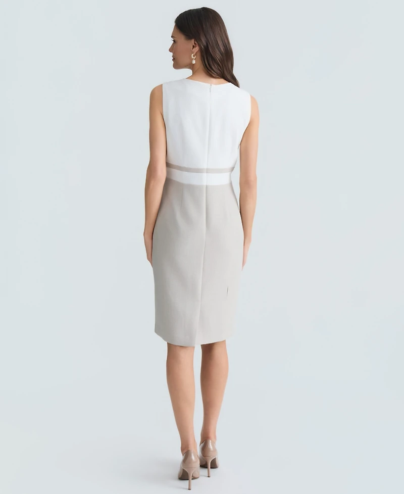 Kasper Women's Sleeveless Colorblocked Sheath Dress, Regular & Petite