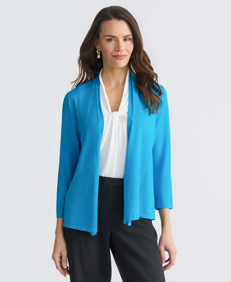Kasper Women's Open-Front 3/4-Sleeve Cardigan