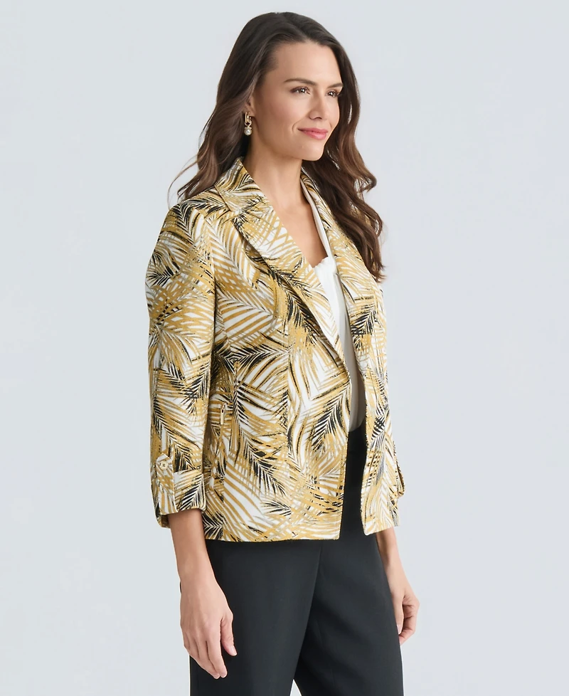 Kasper Women's Open-Front Palm-Print Jacket
