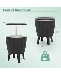 Sugift 10 Gallon Cooler Bar Table Outdoor Coffee Table Ice Bucket with Telescopic Tabletop for Beer and Wine
