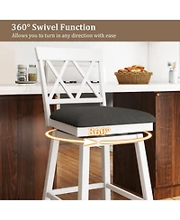 Sugift 29 Inches Set of 2 Swivel Bar Stools Counter Height Barstools with Backrest Upholstered Seat Cushion