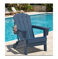 Xo 1 Piece All Weather Resistent Outdoor Patio Chair, Folding Adirondack Chair with Cup Holder