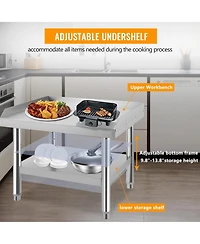Xo 48" x 28" Stainless Steel Work Table, Adjustable Legs, 660 lb Capacity Prep Table with Bottom Shelf for Kitchen and Home