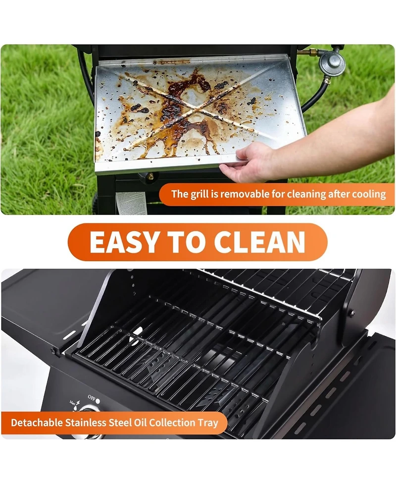 Xo 2-Burner Propane Gas Grill, 16,000 Btu Bbq Grill with Side Shelves for Patio Tailgating