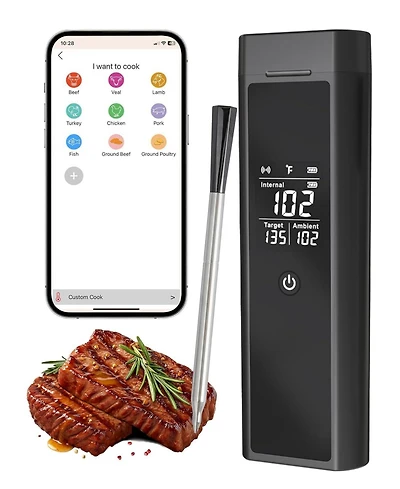 Xo Wireless Meat Thermometer, Bluetooth Single Probe, 820 ft Range, App Control for Grill Smoker