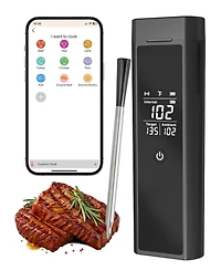 Xo Wireless Meat Thermometer, Bluetooth Single Probe, 820 ft Range, App Control for Grill Smoker