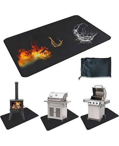 Xo 65" x 48" Under Grill Mat, Fireproof Waterproof Bbq Deck Protector for Patio