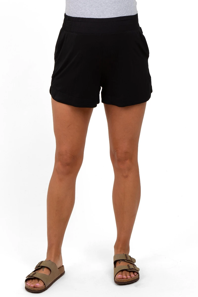 Pinkblush Women's Black Basic Rounded Hem Shorts