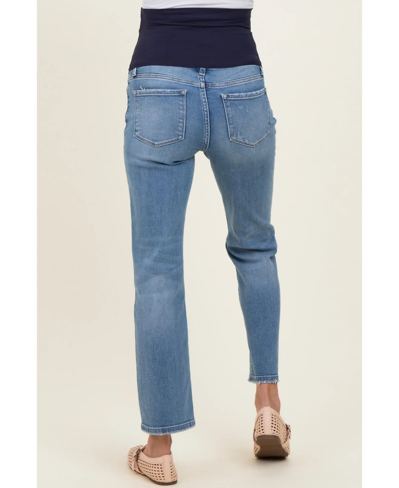 Pinkblush Maternity Blue Ankle Slim Straight Leg Jeans