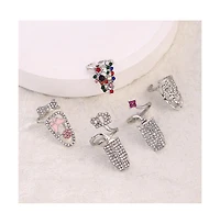 Sohi Women's The Regal-Papillon Nail Rings - Metallic Silver Set Of 5