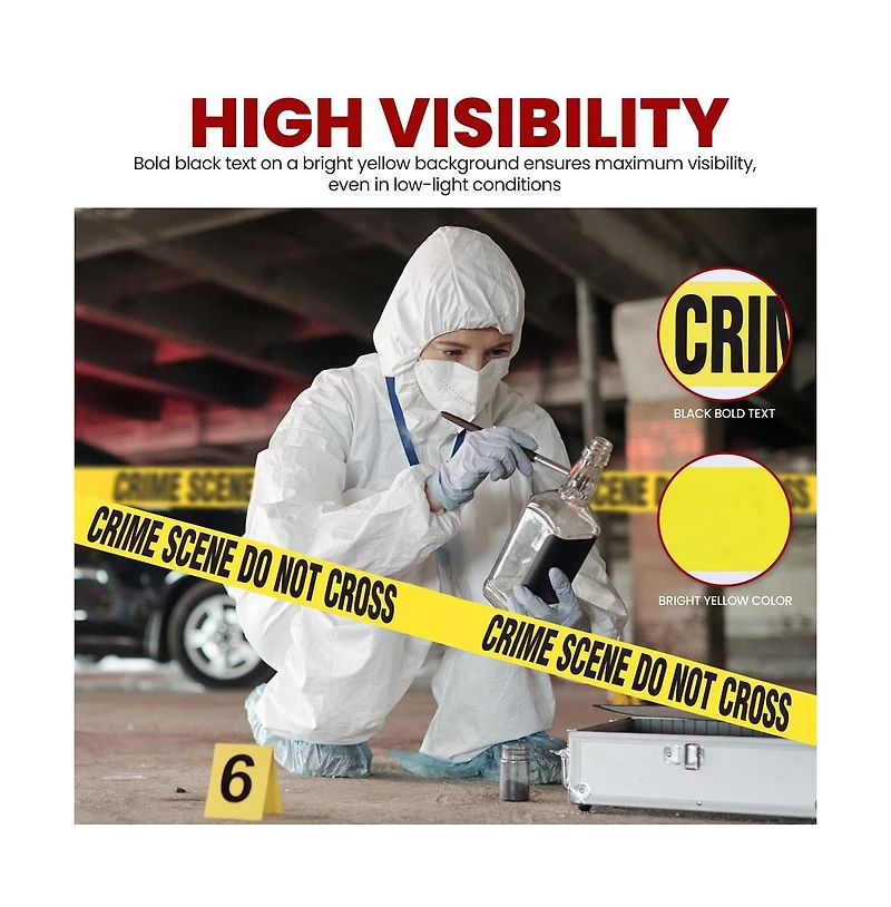 Pyle 4 Pieces Crime Scene Do Not Cross Tape Set - 200 Meters Long Tape Roll Suitable for a Wide Range of Applications, Including Roadworks, Events