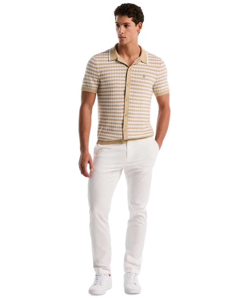 Original Penguin Men's Crochet Like Cotton Sweater