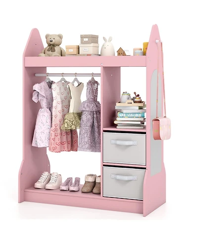 Slickblue Kids Dress Up Wardrobe Armoire with Hanger Storage
