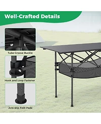 Sugift Patio Folding Camping Table with Roll-up Tabletop and Mesh Basket