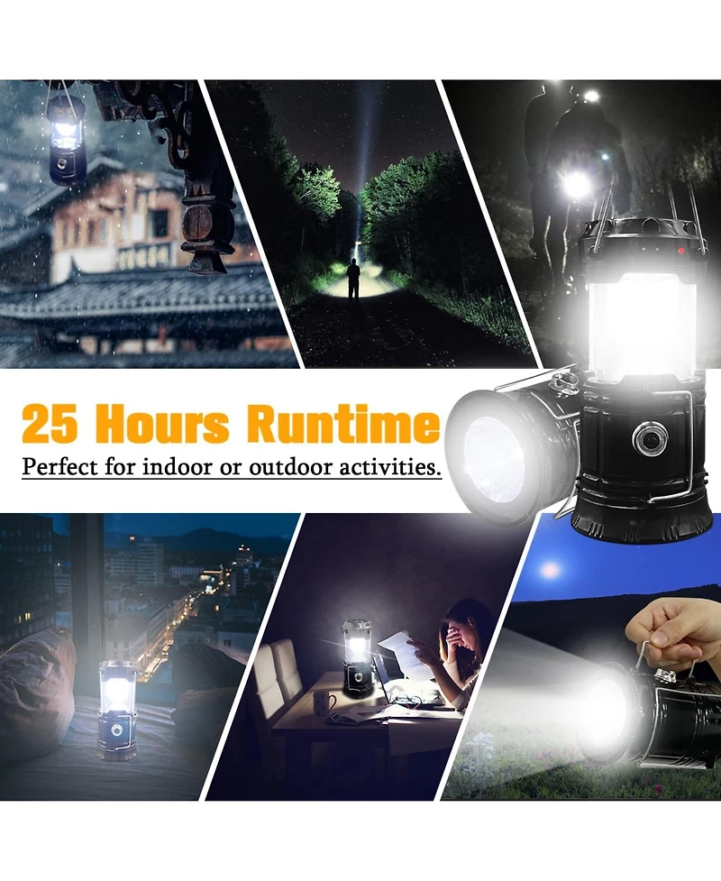 Gnuadz 4-pack Collapsible Led Camping Lantern Solar Usb Rechargeable 1600mAh